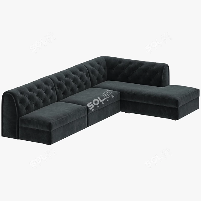 Luxury Tufted Lounge Seating Solution 3D model image 2