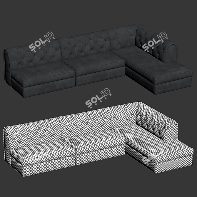 Luxury Tufted Lounge Seating Solution 3D model image 3