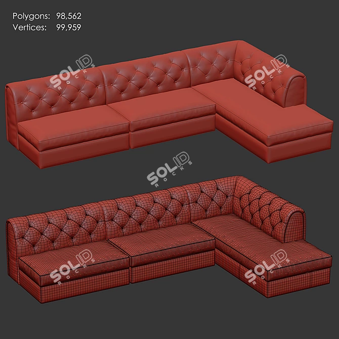 Luxury Tufted Lounge Seating Solution 3D model image 4