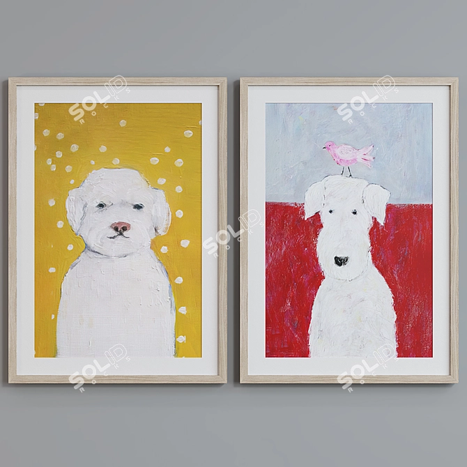  Modern Dog Portrait Picture Frame Set 3D model image 2