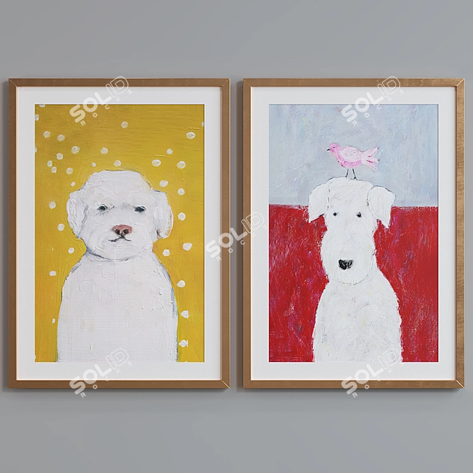  Modern Dog Portrait Picture Frame Set 3D model image 4