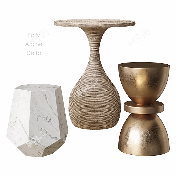 Modern Accent Tables Set, 3-Piece 3D model image 1