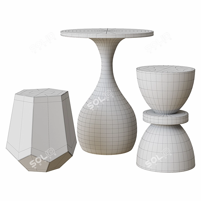 Modern Accent Tables Set, 3-Piece 3D model image 3