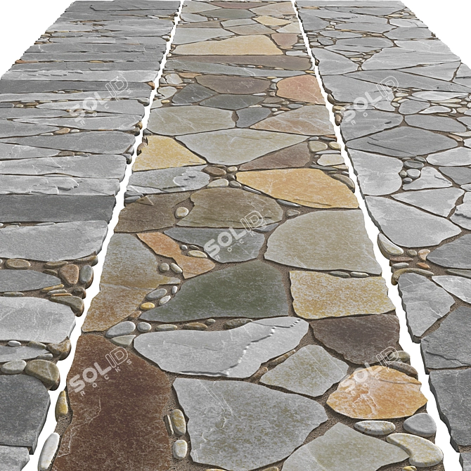 Seamless Stone Pathway Texture 3D model image 2