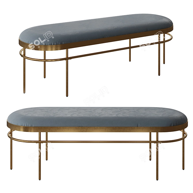 Sylva Slate Blue Oval Bench 3D model image 1