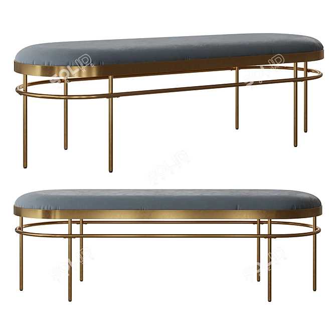 Sylva Slate Blue Oval Bench 3D model image 3