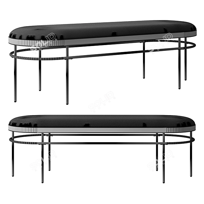 Sylva Slate Blue Oval Bench 3D model image 4