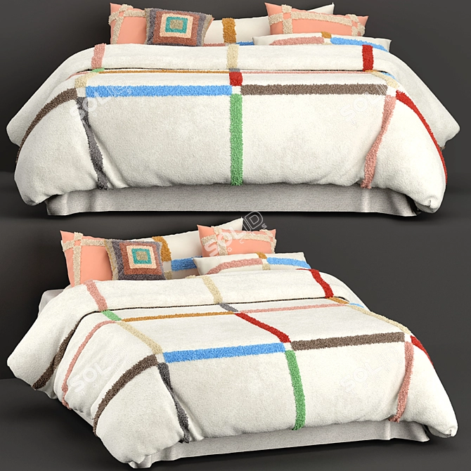Luxury Arezzo Quilt Set Bed 3D model image 1