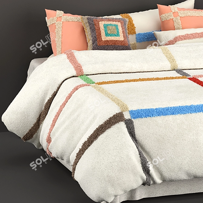 Luxury Arezzo Quilt Set Bed 3D model image 2