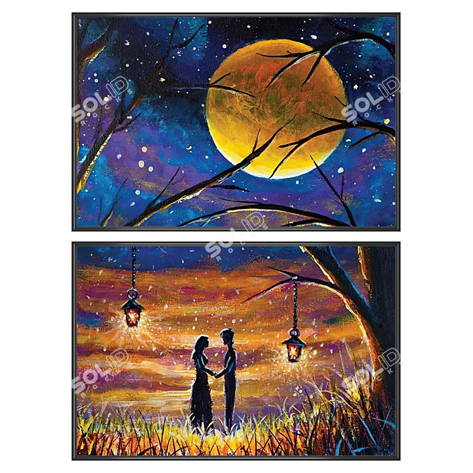 Art Prints with Varied Frames 3D model image 1