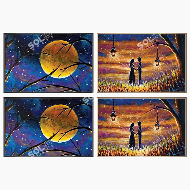 Art Prints with Varied Frames 3D model image 2