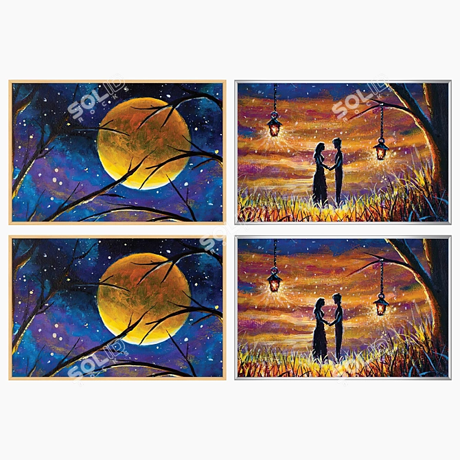 Art Prints with Varied Frames 3D model image 3