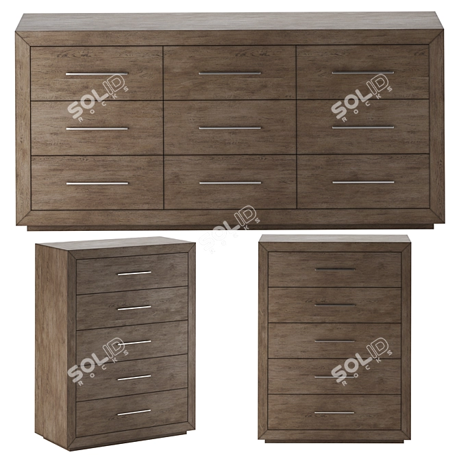 Melbourne Dark Pine Drawer Set 3D model image 1