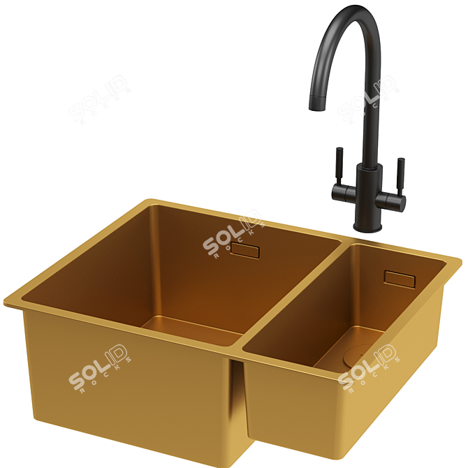 Sleek Stainless Steel Kitchen Sink 3D model image 6