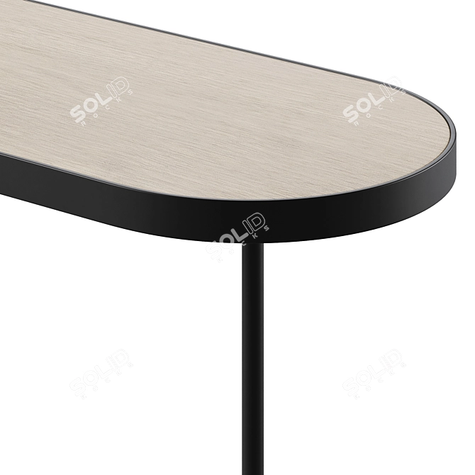 Sleek Black Oval Console Table 3D model image 3