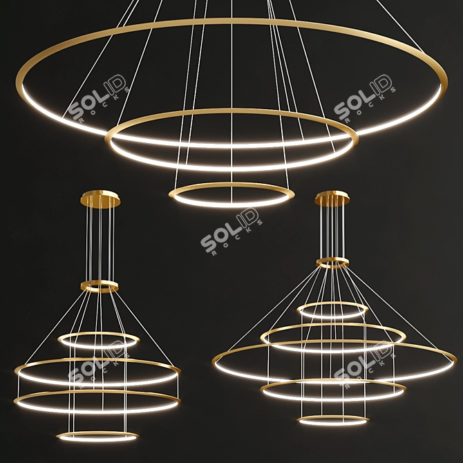 Modern Circular Pendant Lamp Collection 3D model image 2