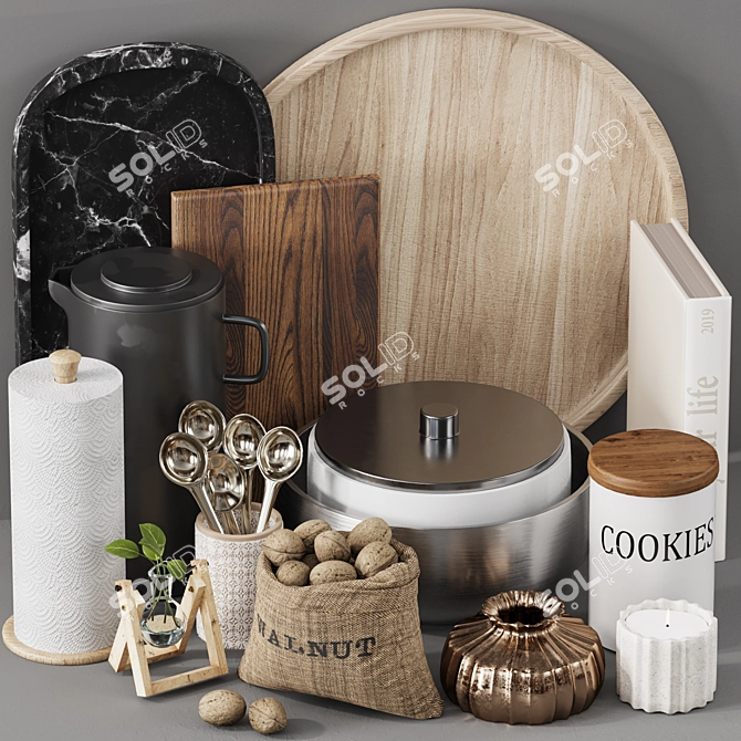 Corona Render Kitchen Accessories Set 3D model image 4