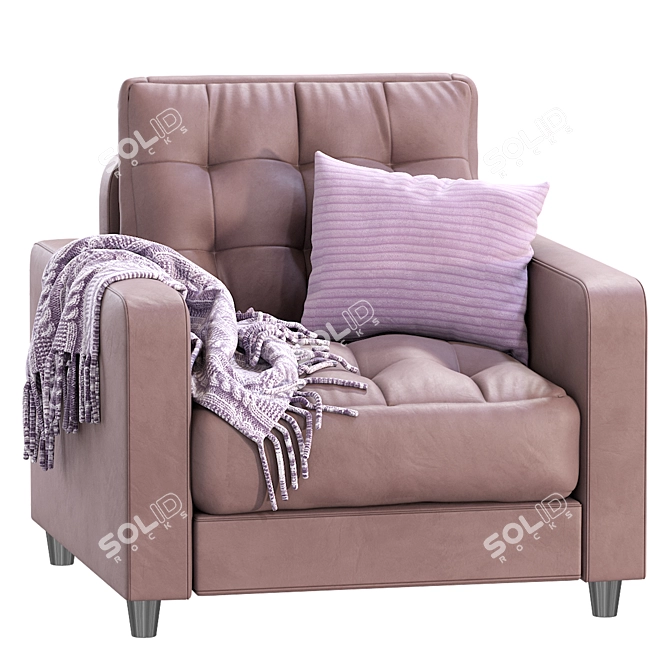 Leather Armchair Linkoln Latte Divan 3D model image 5