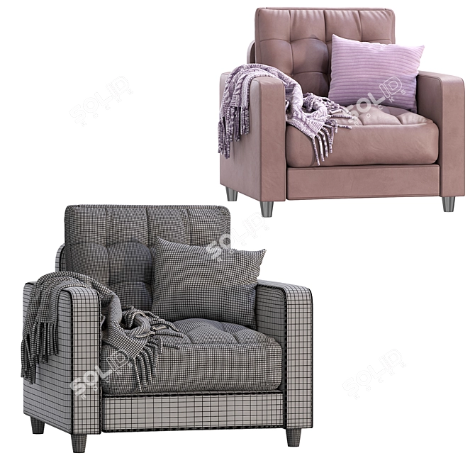 Leather Armchair Linkoln Latte Divan 3D model image 6