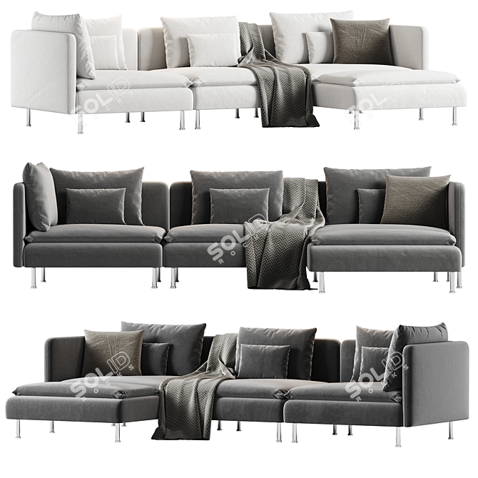 SODERHAMN 4-Seat Sectional Sofa 3D model image 2