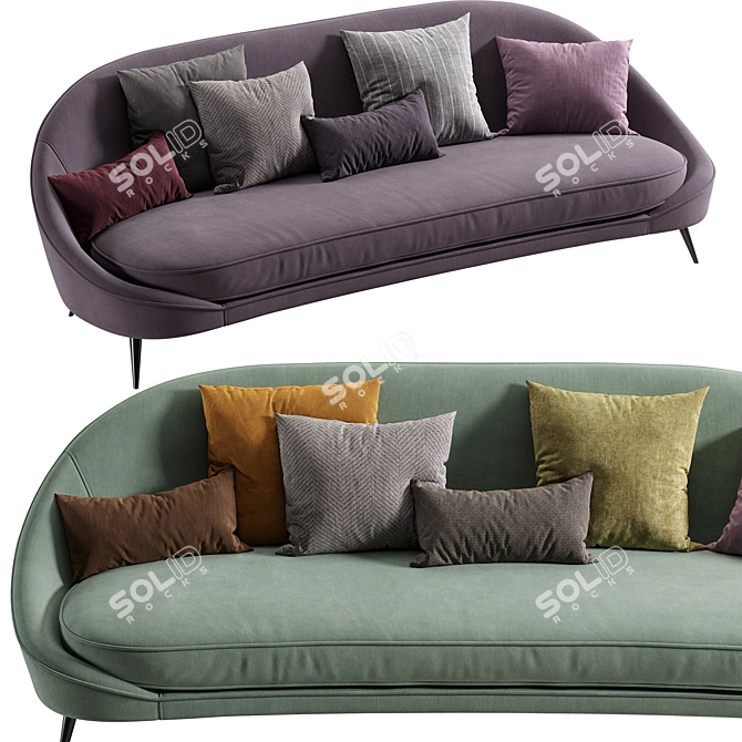 Modern Vibieffe Curved Nido Sofa 3D model image 2