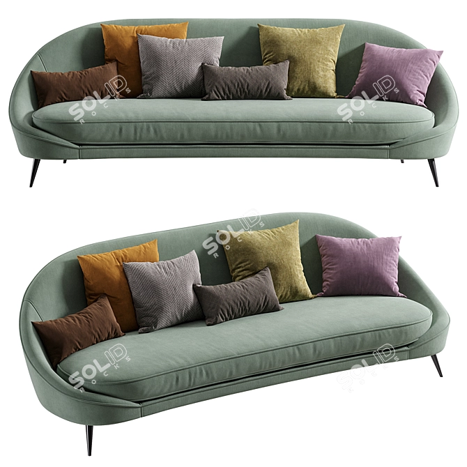 Modern Vibieffe Curved Nido Sofa 3D model image 3