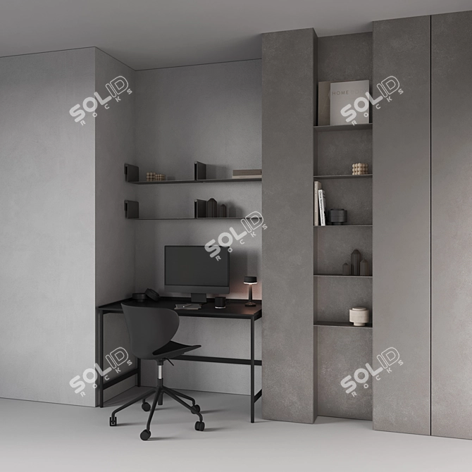 Modern Office Workspace Set 3D model image 1