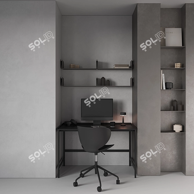 Modern Office Workspace Set 3D model image 2