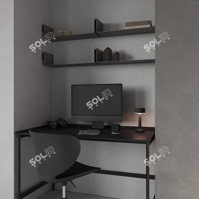 Modern Office Workspace Set 3D model image 3