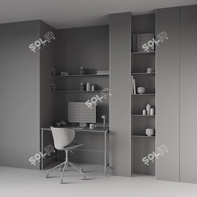 Modern Office Workspace Set 3D model image 4