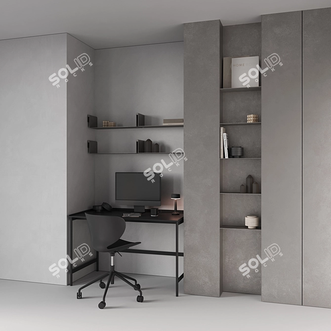 Modern Office Workspace Set 3D model image 5