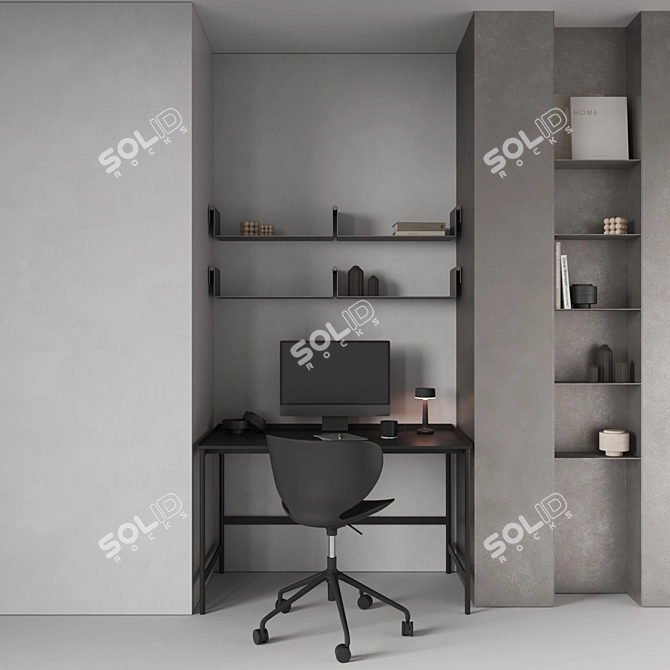 Modern Office Workspace Set 3D model image 6