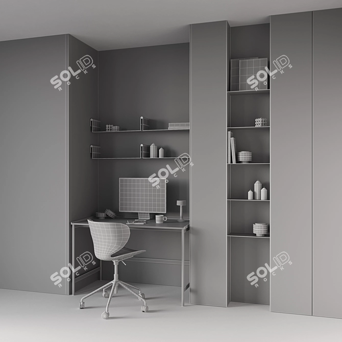 Modern Office Workspace Set 3D model image 8