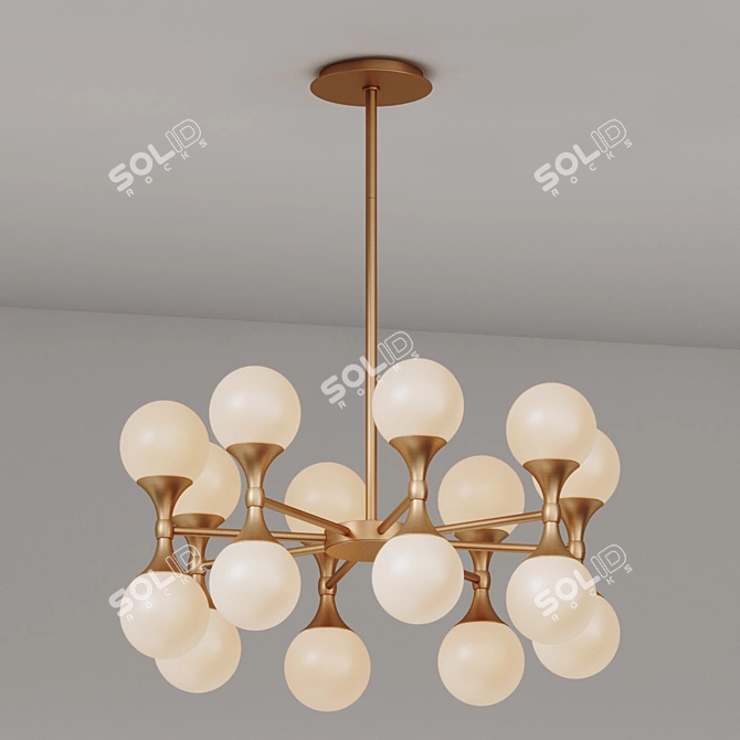 Retro-Inspired Opal Glass LED Chandelier 3D model image 2