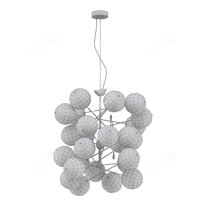 Satin Gold Atom Chandelier 3D model image 2