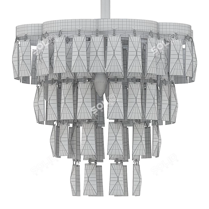 Elegant Satin Gold Crystal Chandelier 3D model image 2