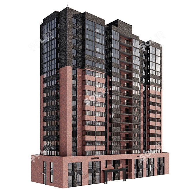 Corona Version 9 Residential Building 3D model image 1