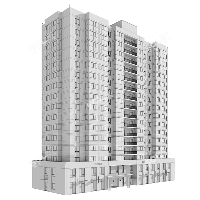 Corona Version 9 Residential Building 3D model image 4