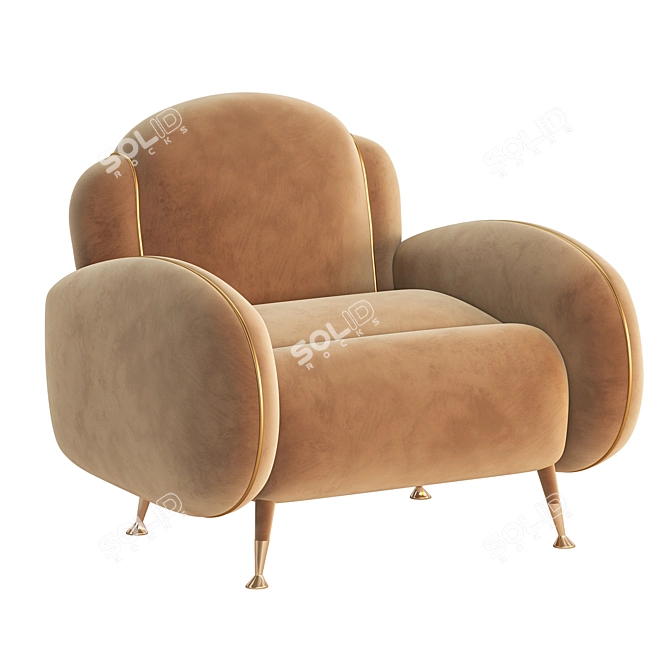 Modern 3-Part Miller Armchair 3D model image 1