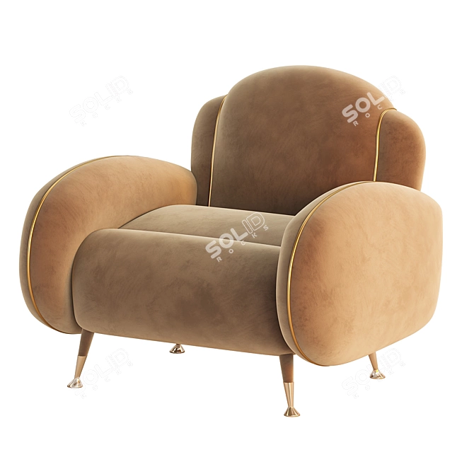 Modern 3-Part Miller Armchair 3D model image 2