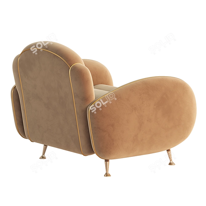 Modern 3-Part Miller Armchair 3D model image 3