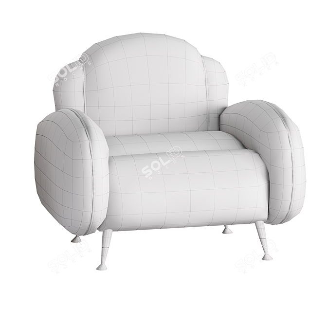 Modern 3-Part Miller Armchair 3D model image 4