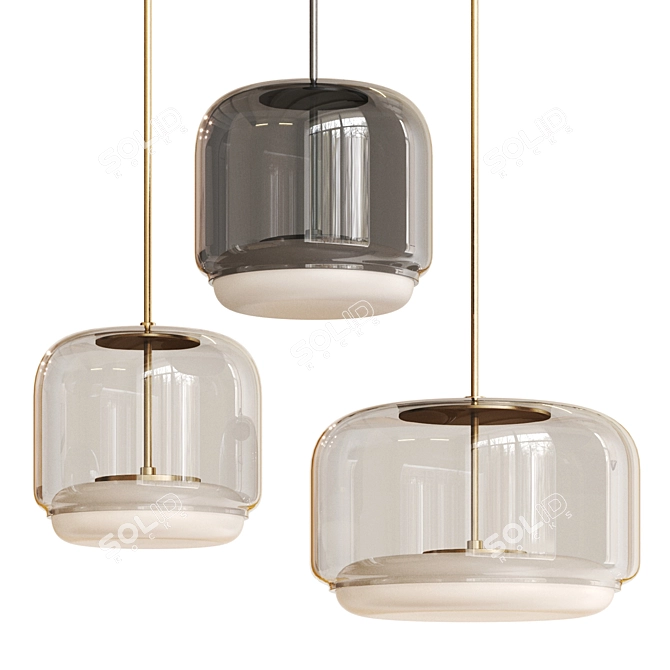 Sleek Metal Glass Pendant Lights 3D model image 1