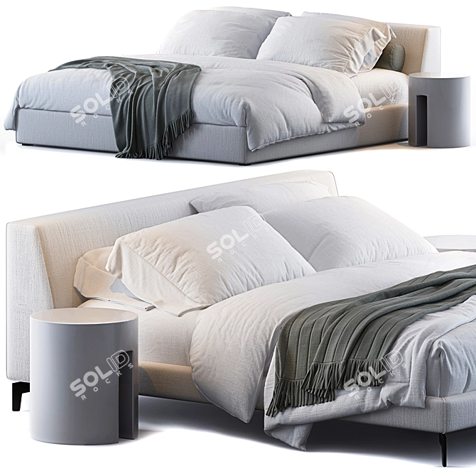 Elegant Louis Bed by Meridiani 3D model image 1