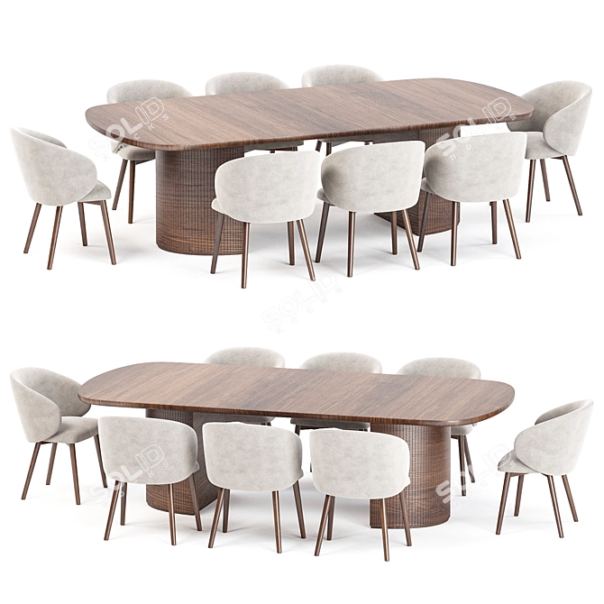 Modern Dining Set Collection Kit 3D model image 2