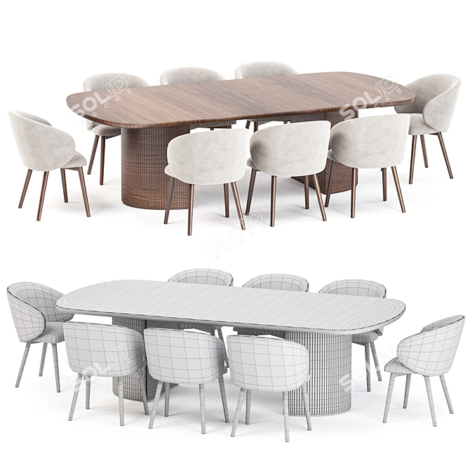 Modern Dining Set Collection Kit 3D model image 4