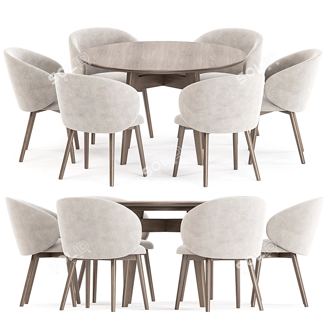 Modern Dining Set Collection with Chair and Table 3D model image 1