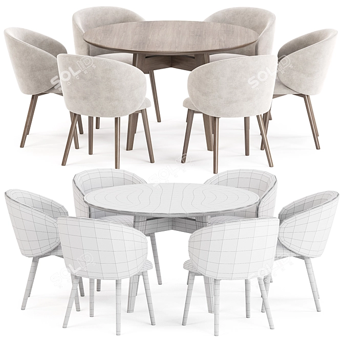 Modern Dining Set Collection with Chair and Table 3D model image 4