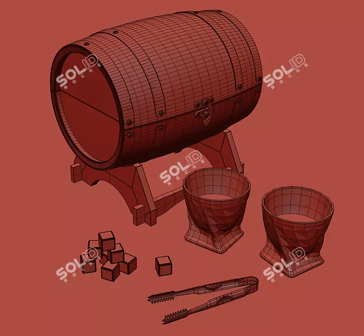 Twisted Whiskey Barrel Gift Set 3D model image 6