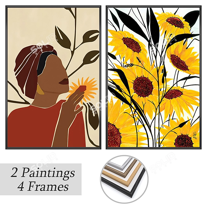 Art Set with Multiple Frames 3D model image 1